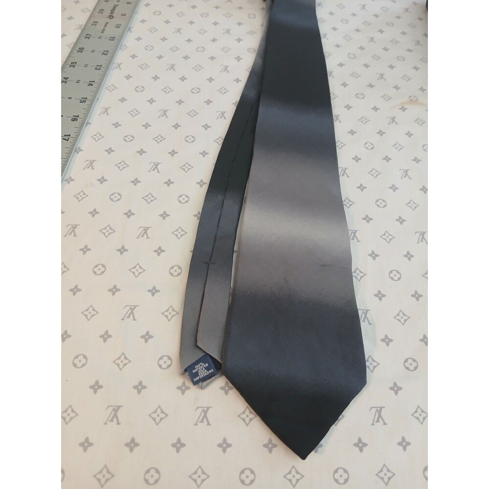 Boca Classics Mens Wide Neck Tie Silver Gray Black Pattern 100% Silk
